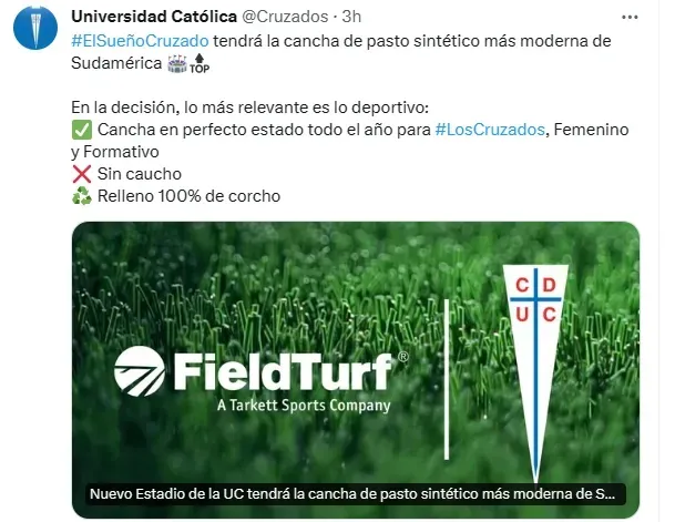 El anuncio en redes sociales de Universidad Católica.