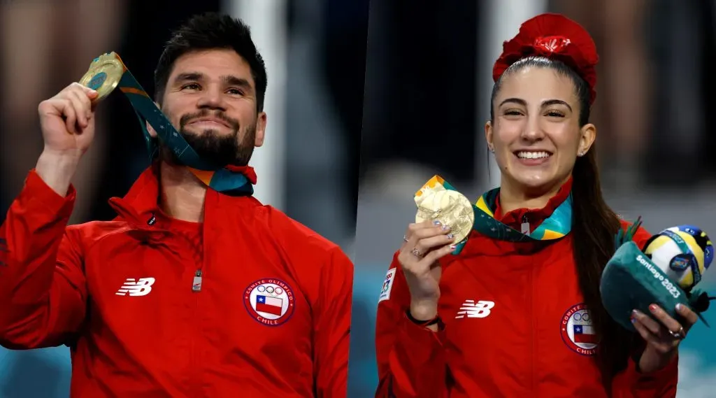 Valentina Toro y Rodrigo Rojas ganaron medalla de oro en karate en Santiago 2023. | Foto: Photosport