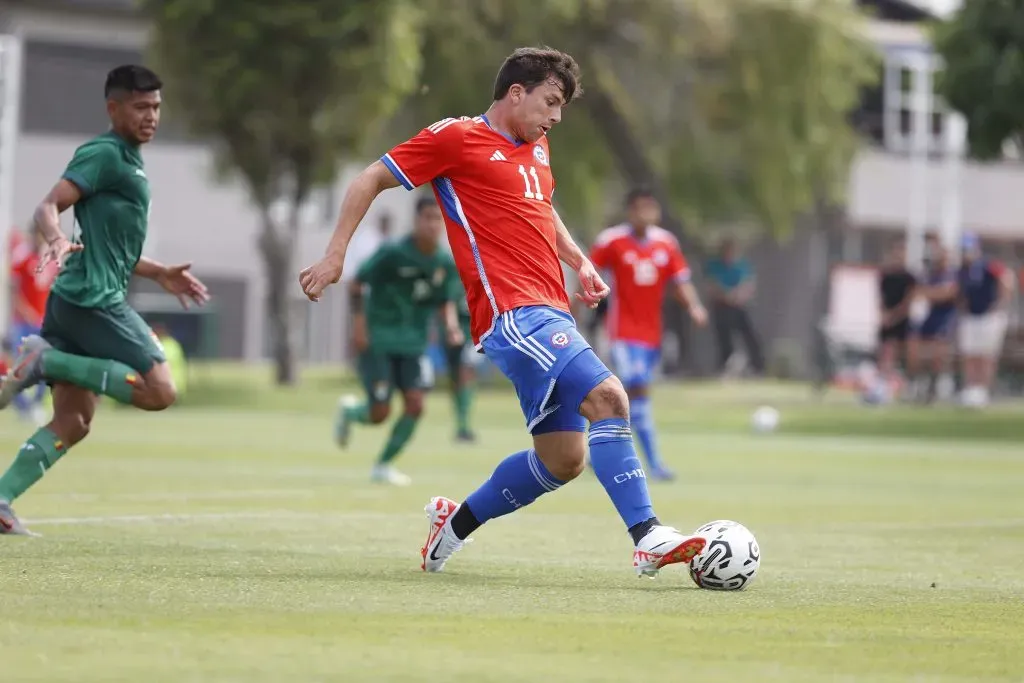 Gonzalo Tapia fue el autor del gol del triunfo de Chile en el segundo amistoso ante Bolivia. Foto: Carlos Parra, Comunicaciones FFCh.