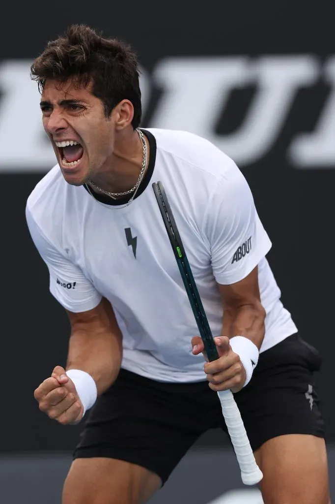 Cristian Garín celebra un quiebre ante el australiano | Getty Images