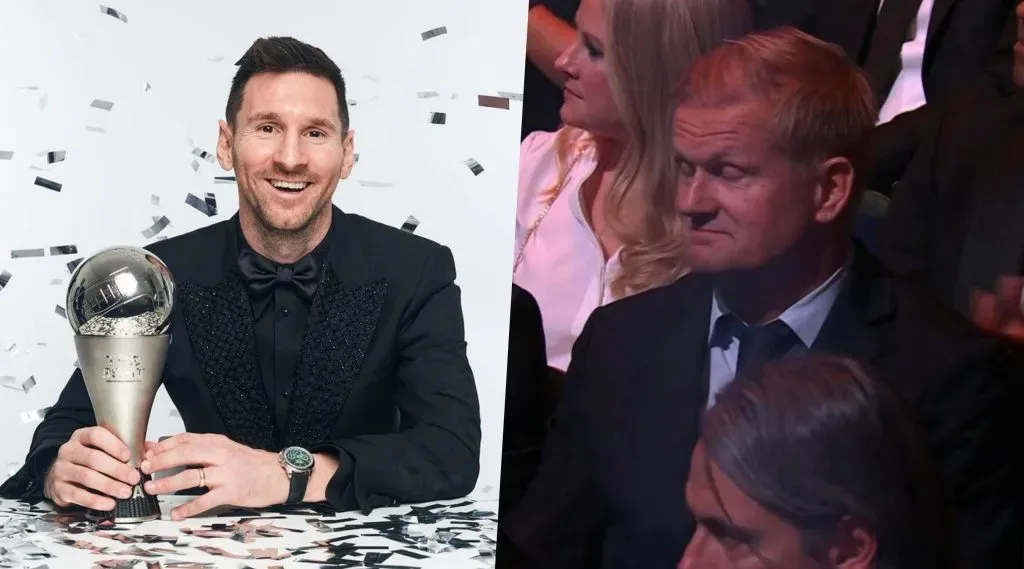 Alf Haaland reacciona al tercer The Best de Lionel Messi.