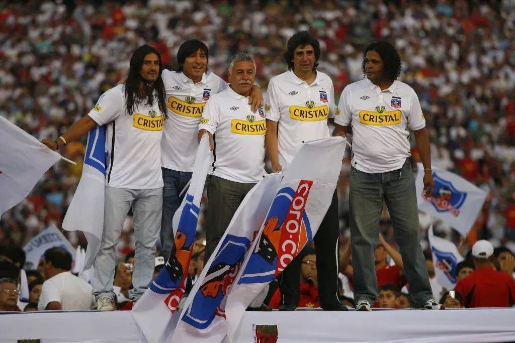 Coca Mendoza, Iván Zamorano, Carlos Caszely, Lizardo Garrido y Severino Vasconcelos en la Noche Alba 2010. (MARCELO HERNANDEZ / PHOTOSPORT).