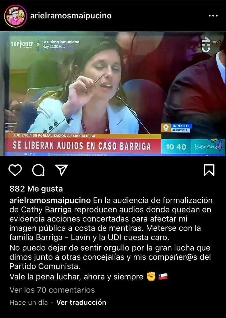 Publicación del exconcejal de Maipú, Ariel Ramos