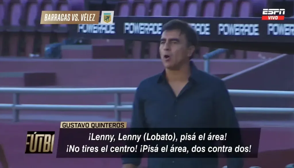El momento del reproche de Quinteros a Lenny Lobato. (Captura ESPN).