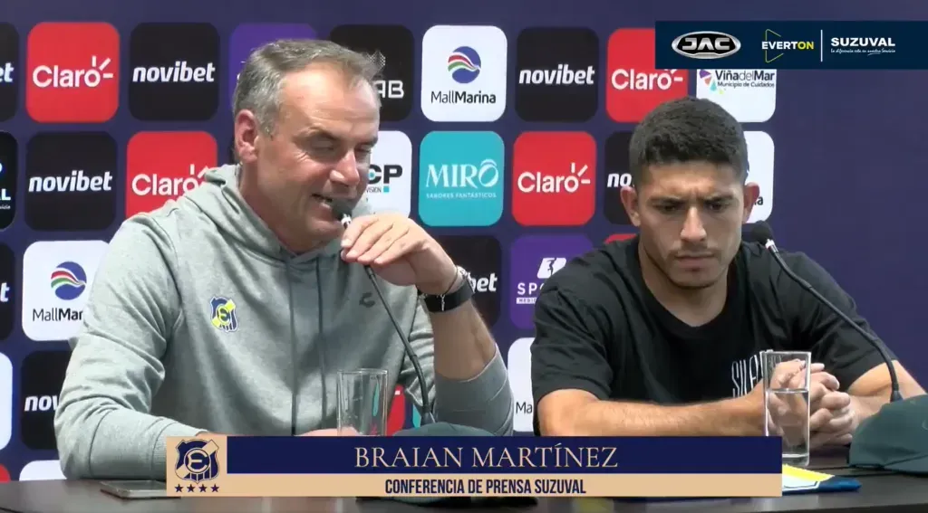 Braian Martínez en su presentación oficial con Everton. (Captura).