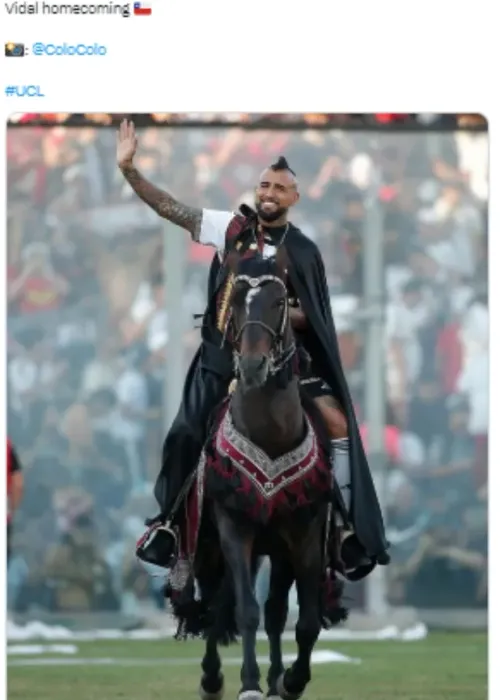 La publicación de la Champions League ante el regreso de Vidal a Colo Colo. | Foto: Captura.