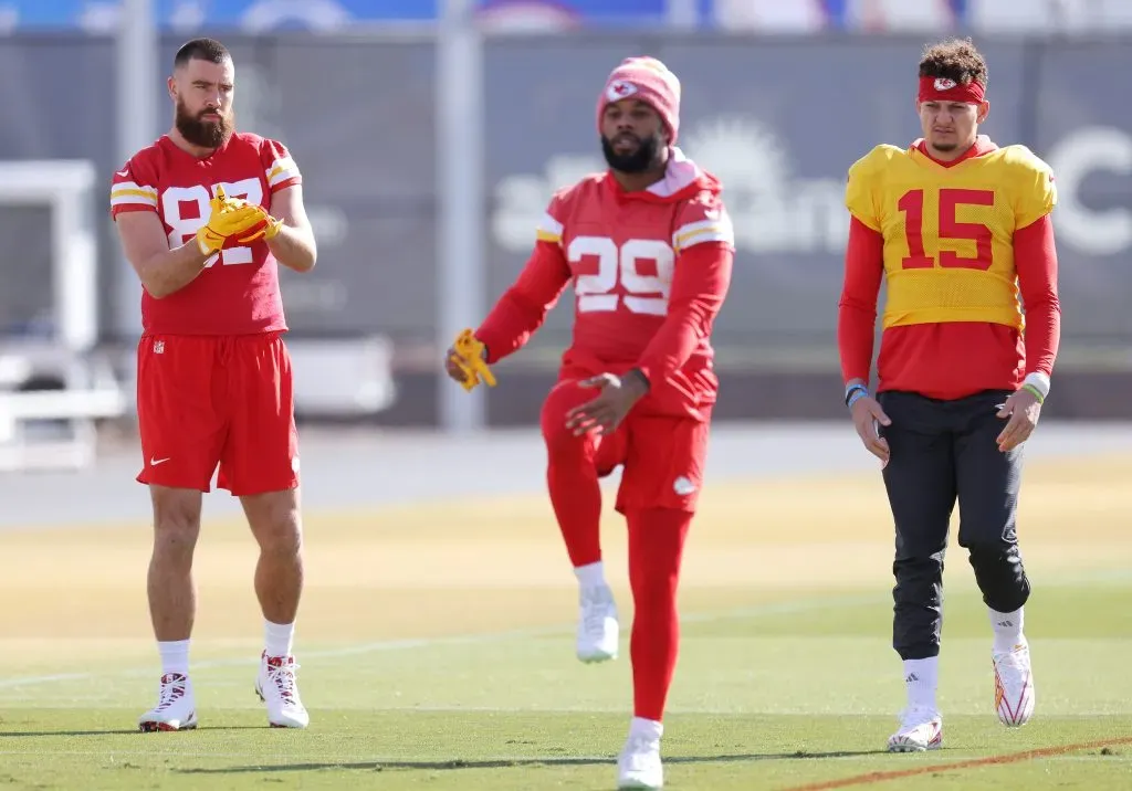 Kelce y Mahomes son la gran carta de los Chiefs en el Super Bowl. Imagen: Getty.