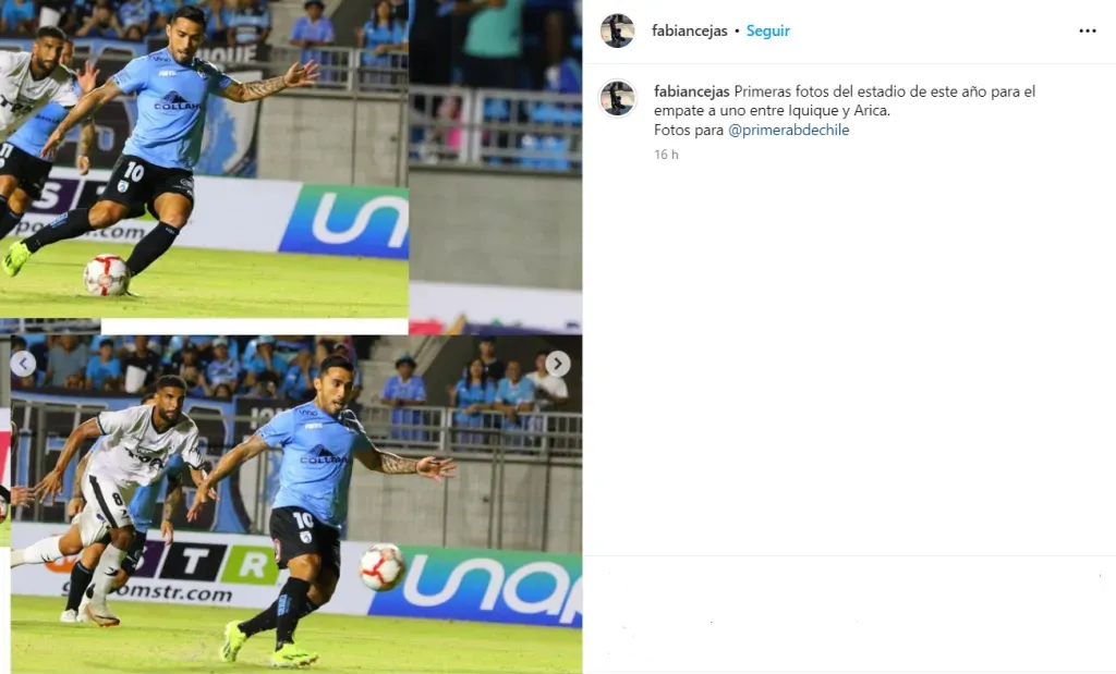 Captura Instagram Fabián Cejas/ Primera B Chile.