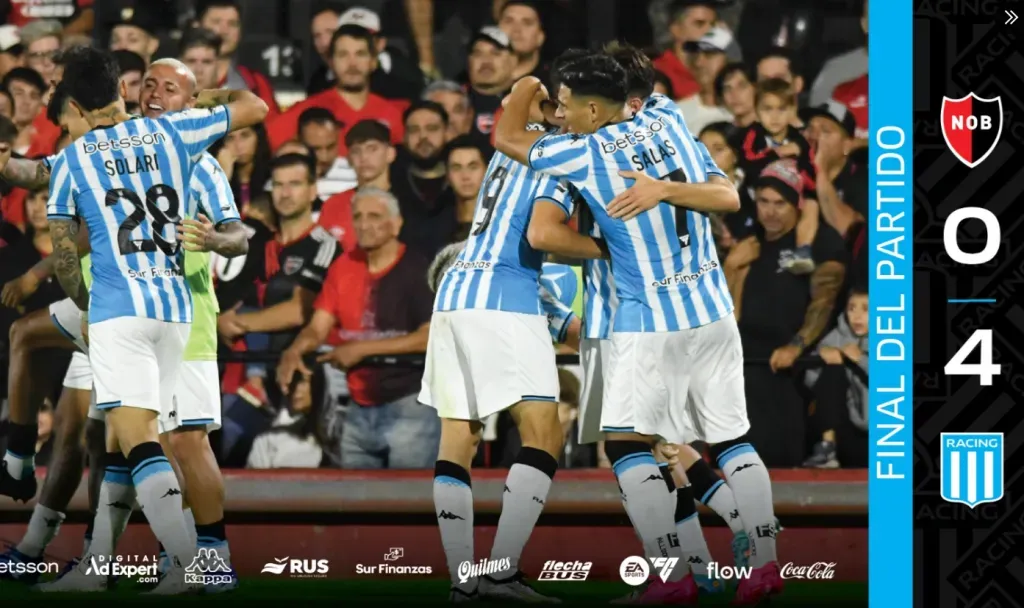 Racing aplastó a la Lepra en Rosario. (Captura Twitter Racing Club).