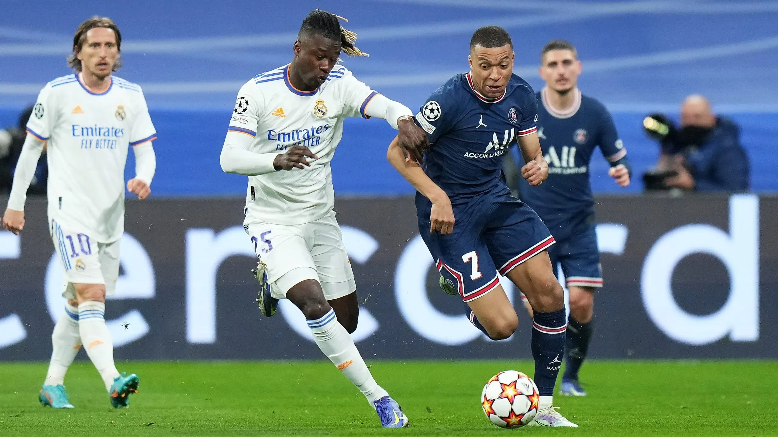 Mbappé vs. Real Madrid en el Bernabeu, 2022 (Getty Images)