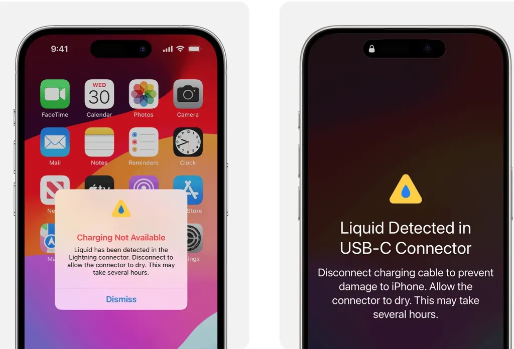 Alerta de líquido en iPhone