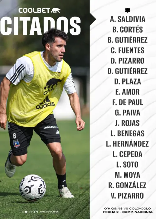 Los citados de Colo Colo para visitar a O'Higgins.
