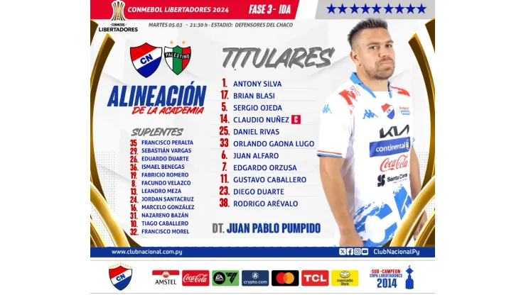 La oncena de Nacional de Paraguay.
