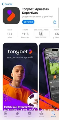 La aplicación de Tonybet para teléfonos en Apuestas Deportivas.