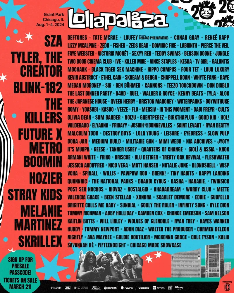 Line Up Lollapalooza 2025 Schedule