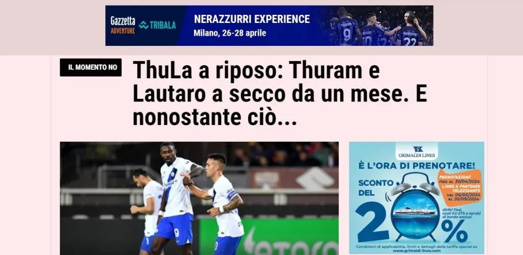 La portada de La Gazzetta donde explican el fenómeno ThuLa