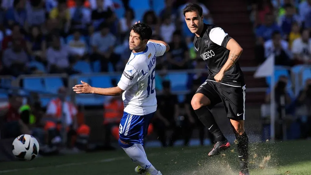 Lucas Wilchez en acción por el Zaragoza ante el Málaga. (Gonzalo Arroyo Moreno/Getty Images).