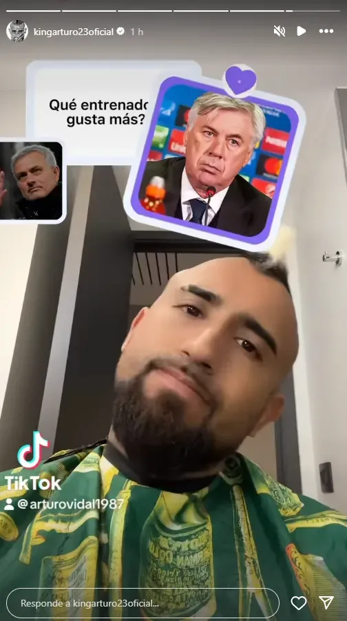 Arturo Vidal se derrite por Carlo Ancelotti tras su clasificación en la Champions League. Foto: Instagram.