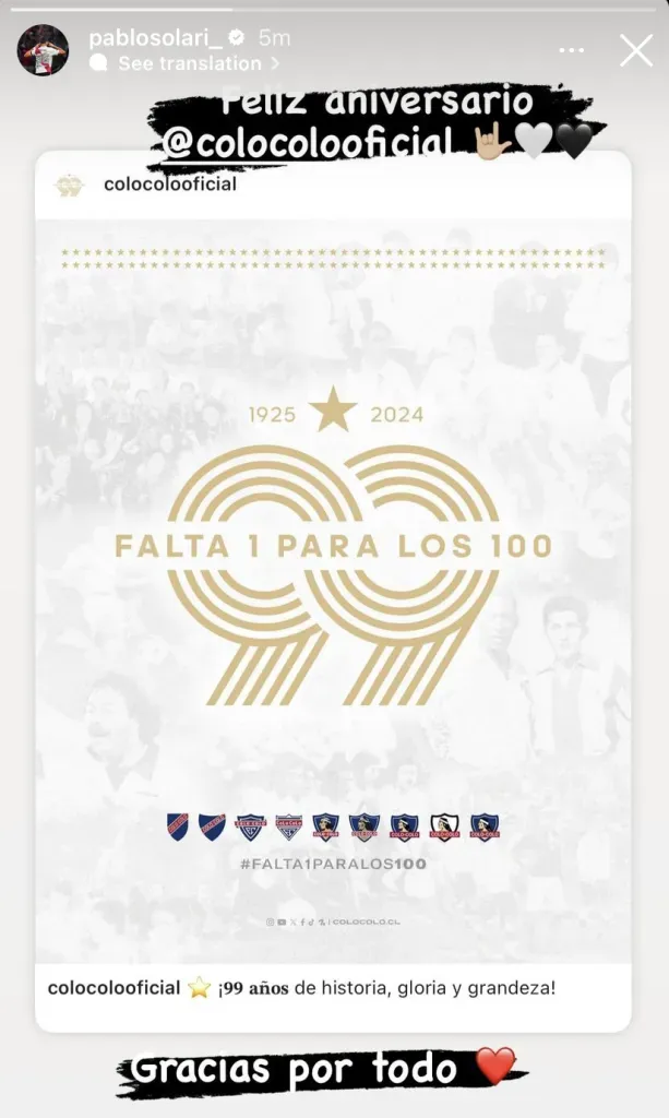 El saludo de Pablo Solari | Instagram