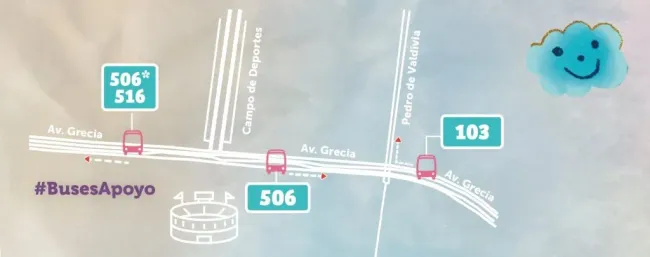 Mapa de los buses de apoyo