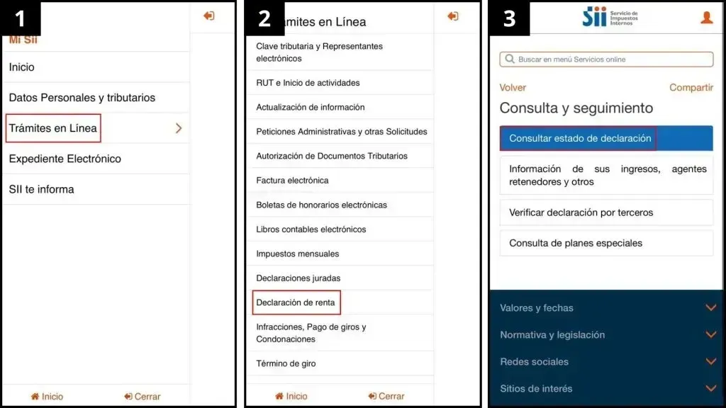 Paso a paso de la consulta de devolución de impuestos en la web del SII