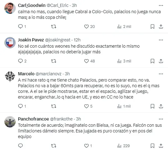 La reacción de los hinchas de Colo Colo en Twitter.