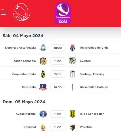 La programación del campeonato femenino