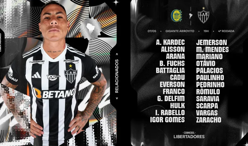 La convocatoria de Atlético Mineiro para el viaje a Argentina. (Foto: captura Twitter).