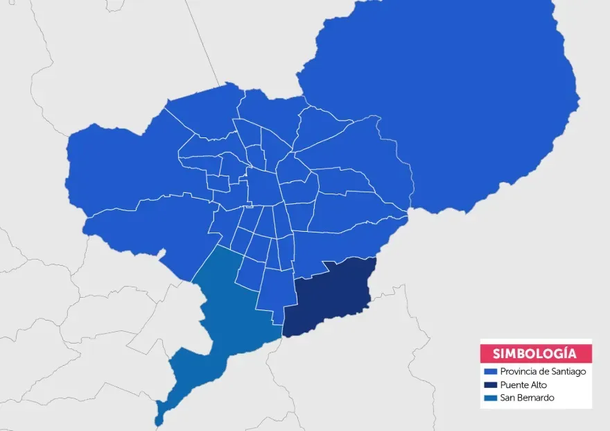 Mapa con la zona delimitada donde rige la restricción vehicular 2024. (Foto: Gobierno de Chile)