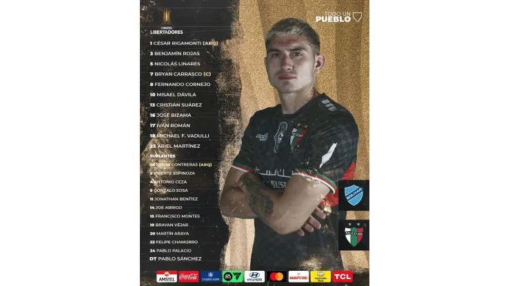 La alineación del Tino en La Paz. (Foto: Palestino).