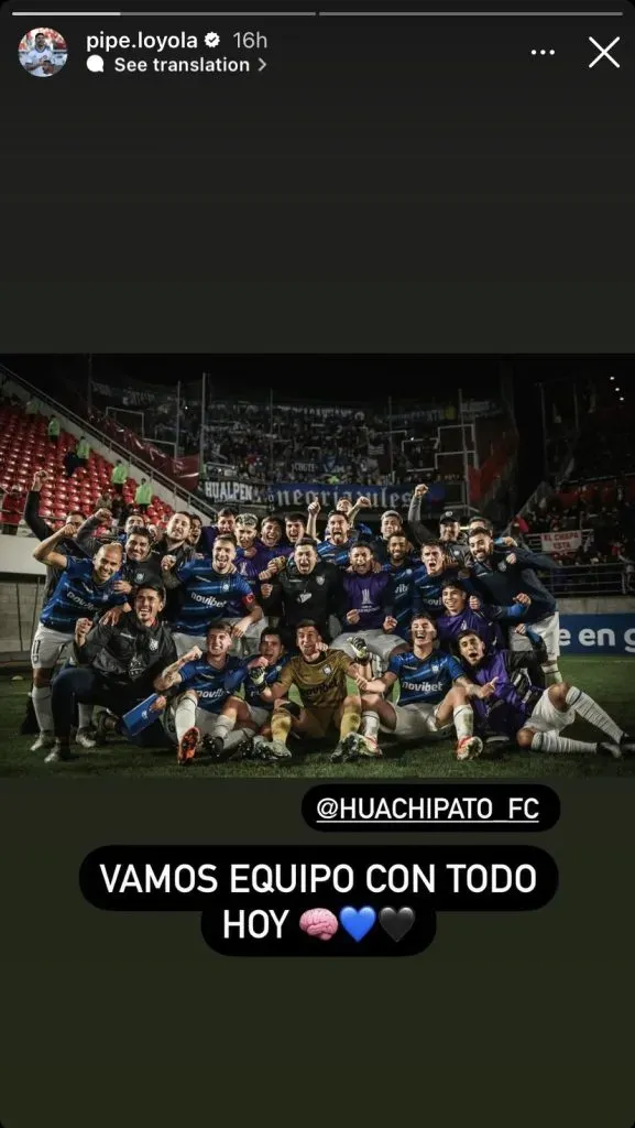 El apoyo de Felipe Loyola a Huachipato desde la distancia | Instagram