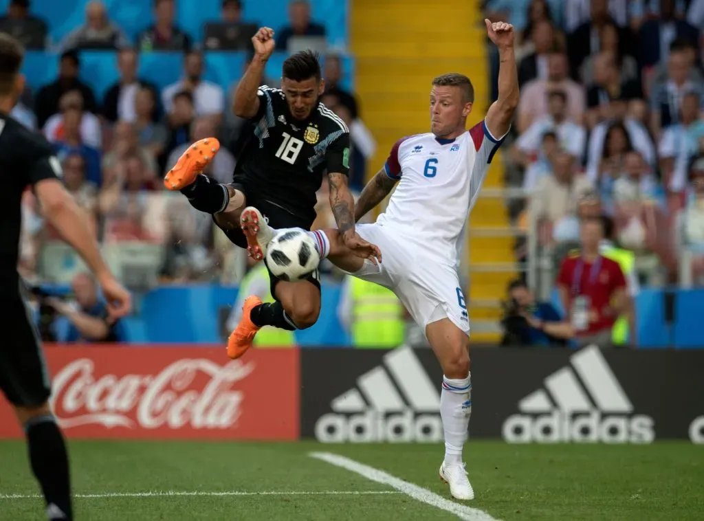 Eduardo Salvio en acción en el empate de Argentina contra Islandia en el Mundial de Rusia 2018. (David Leah/Mexsport/Photosport).
