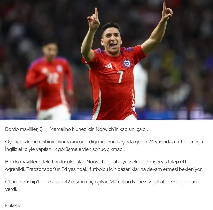 La noticia por el interés de Trabzonspor en Marcelino Núñez (TRT Spor)