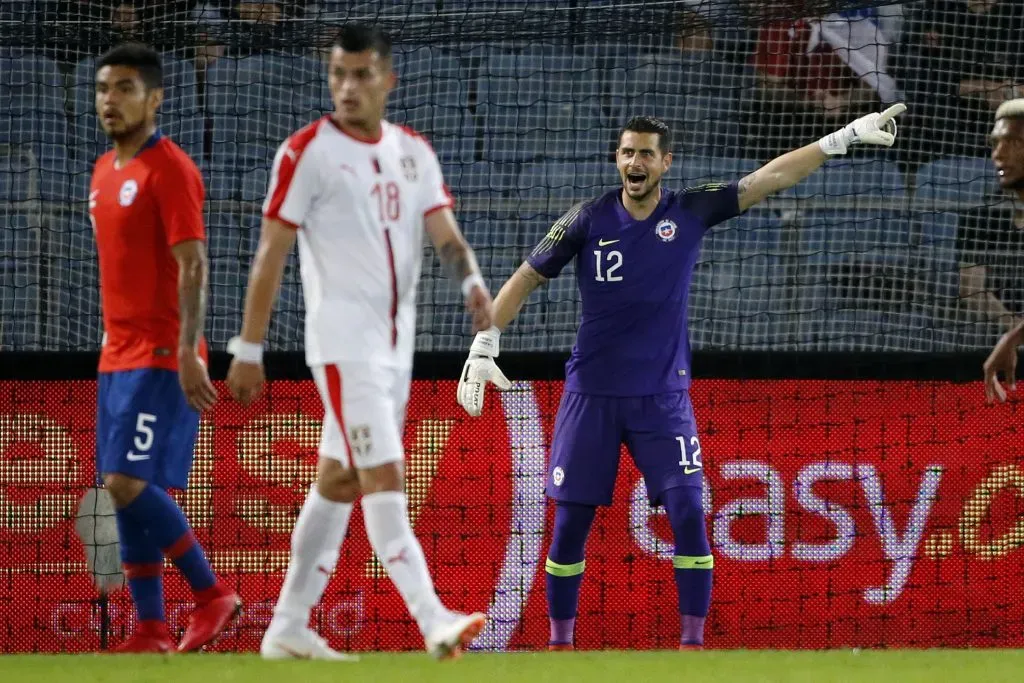 Arias en su debut por Chile en 2018. Imagen: Photosport.