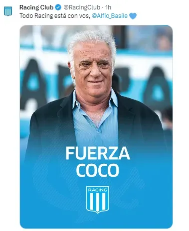 Los mensajes de apoyo para Alfio Basile. | Foto: Captura.