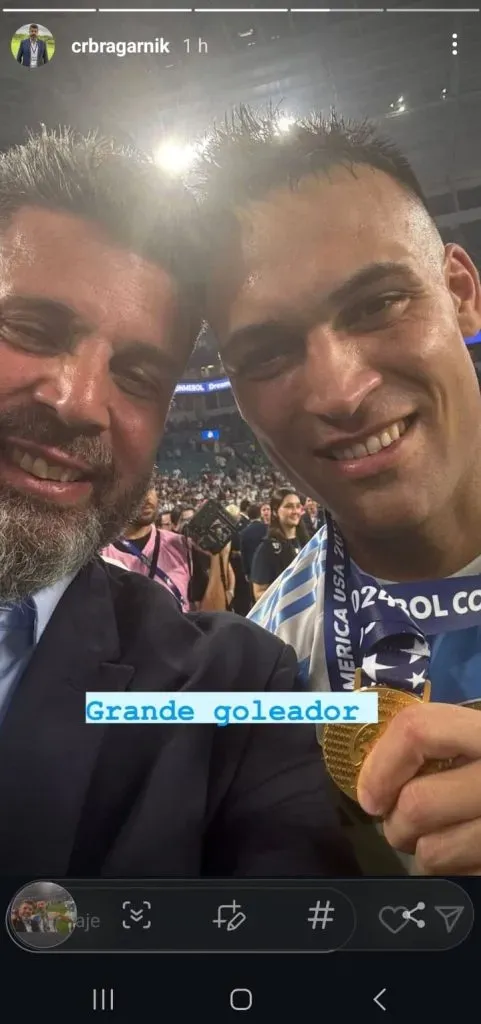 Christian Bragarnik junto a Lautaro Martínez. (Intagram).