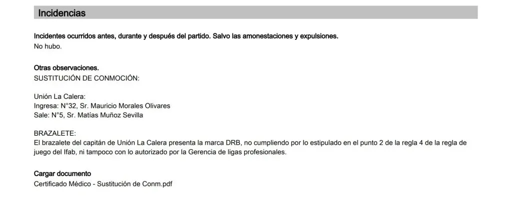 La denuncia del árbitro Cristián Garay a La Calera (ANFP)