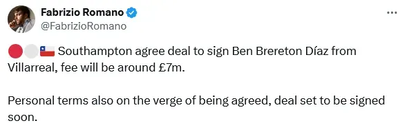 El posteo de Romano.