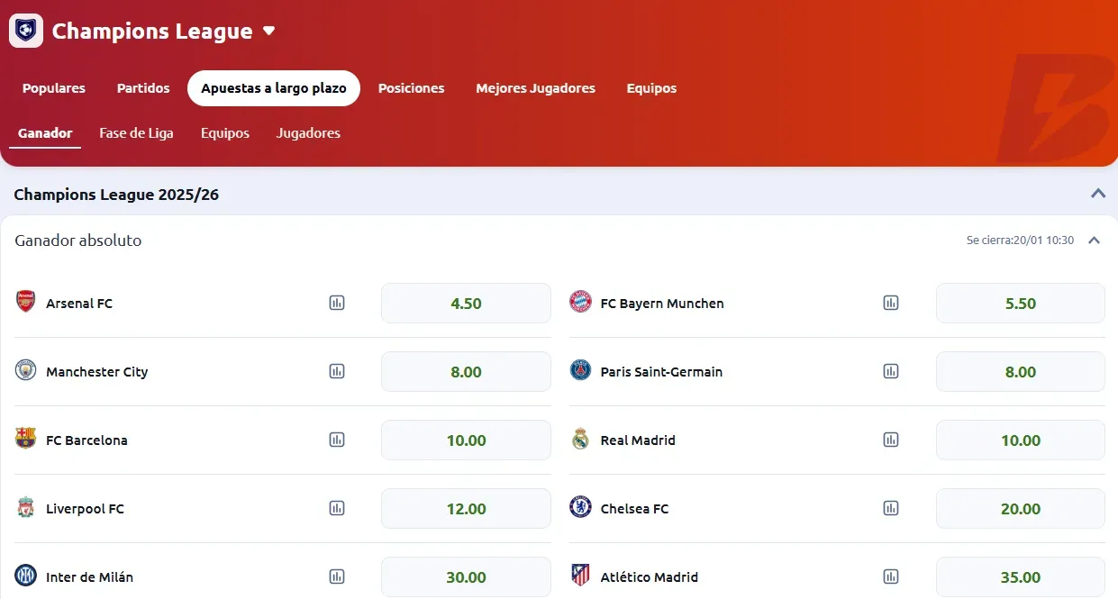 Tomada de Betano el 18/12/2025