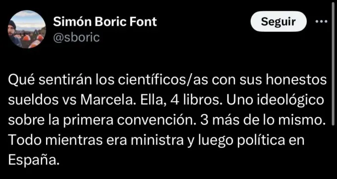 Tuit de Simón Boric