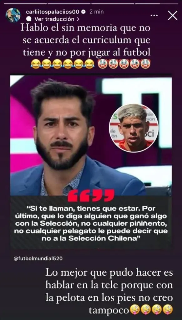 Historia de Instagram Carlos Palacios