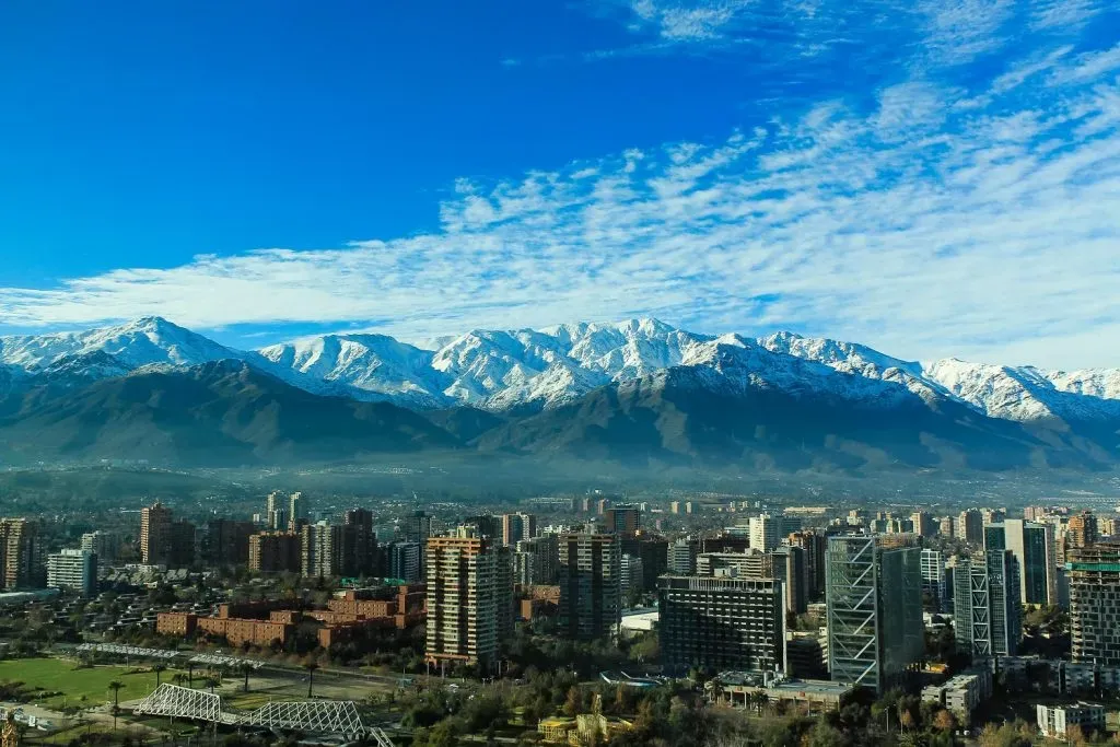 Cordillera de los Andes alrededor de la ciudad de Santiago de Chile