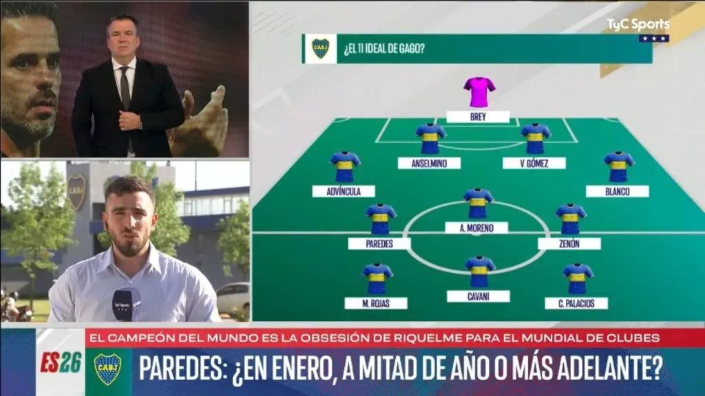 En Argentina ya se imaginan la formación ideal de Boca con Gago de DT. (Captura TyC Sports).