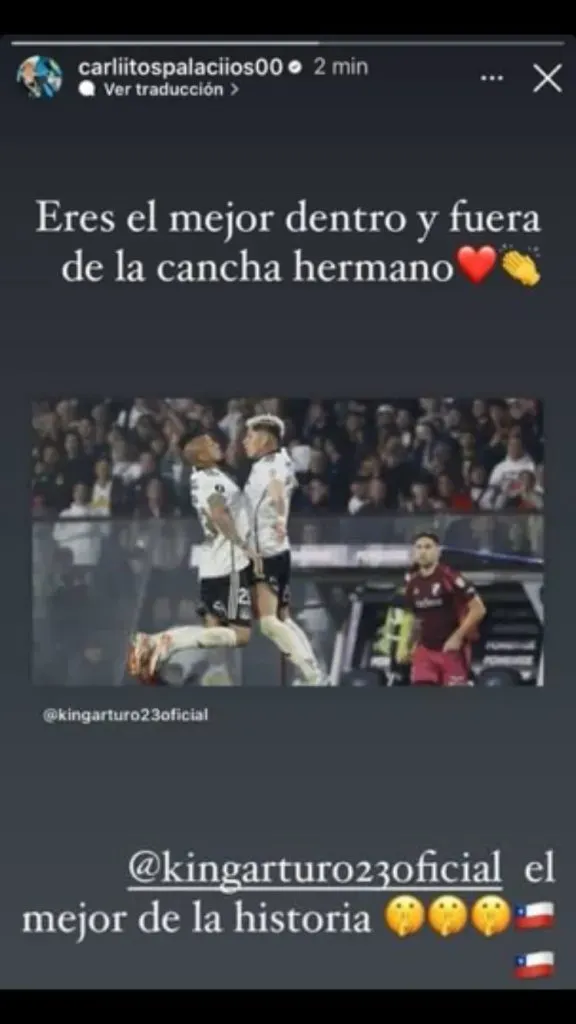La respuesta de Palacios a Vidal. (Captura Instagram).