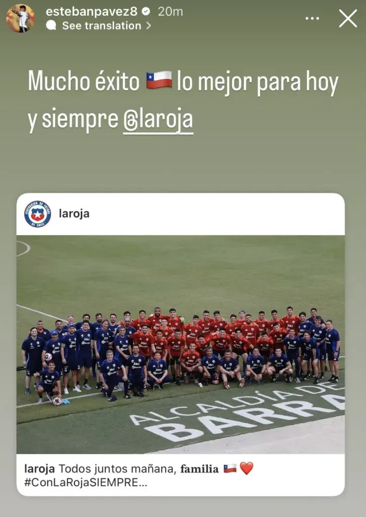 Pavez, hoy hospitalizado, es baja en la Roja ante Colombia | Instagram