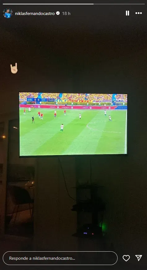 Ni la diferencia de horario frenó a Niklas Castro para alentar a Chile ante Colombia. Foto: Instagram.