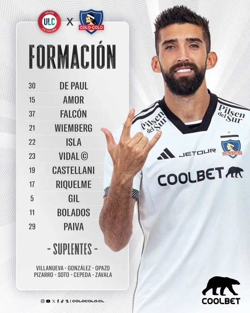 La formación de Colo Colo para visitar a La Calera.