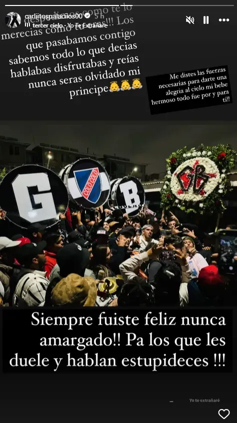 El mensaje de Carlos Palacios en Instagram.