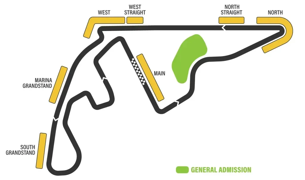 Mapa del circuito de Yas Marina y sus tribunas. (Foto: f1-abudhabi)