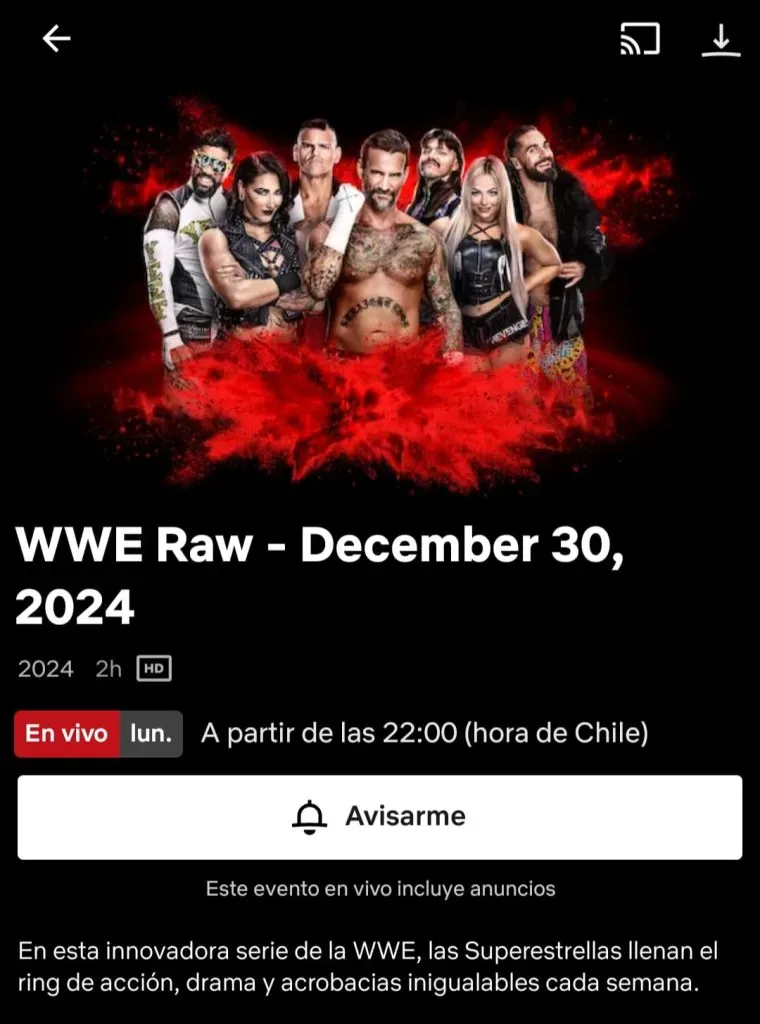 Raw también tendrá su adelanto en la plataforma.